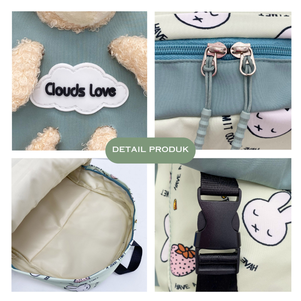 Tas Ransel Sekolah CLOUDS' LOVE 5022 Backpack Remaja Muat Laptop 16inch Bahan Anti Air WATCHKITE WKOS