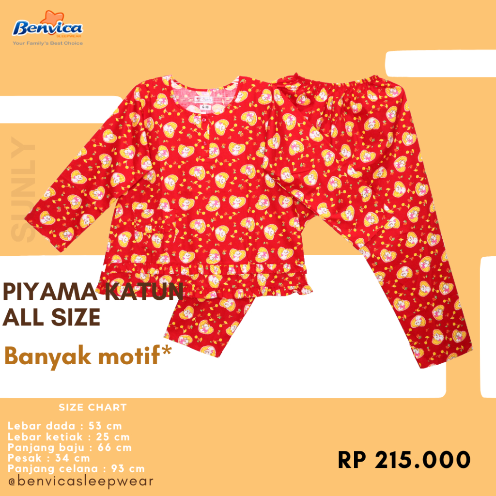 BAJU TIDUR PIYAMA KATUN PREMIUM SUNLY BANYAK MOTIF