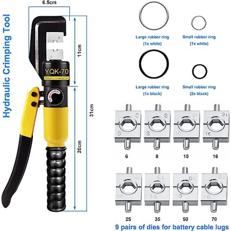 Tang Press Skun Hidrolik YQK-70(4-70mm2) （Kotak + segel + 8 cetakan）