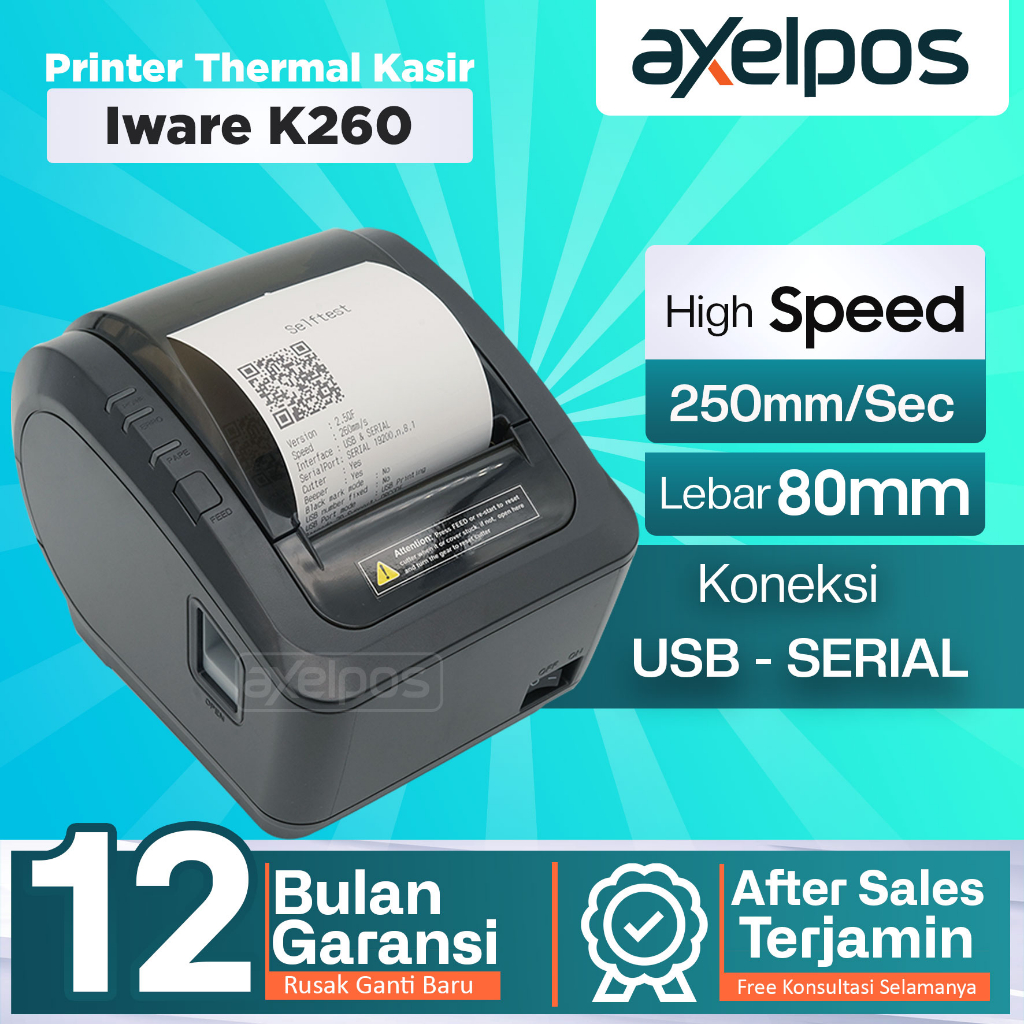 PRINTER KASIR THERMAL 80MM AUTO CUTTER BISON K-260 USB DAN SERIAL