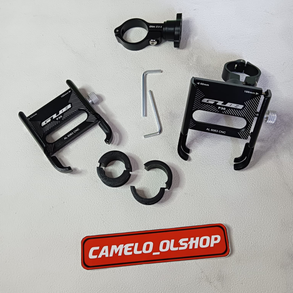 PHONE HOLDER GUB P30 ORIGINAL HOLDER HANDPHONE DUDUKAN HP SEPEDA MOTOR DI STANG DAN SPION