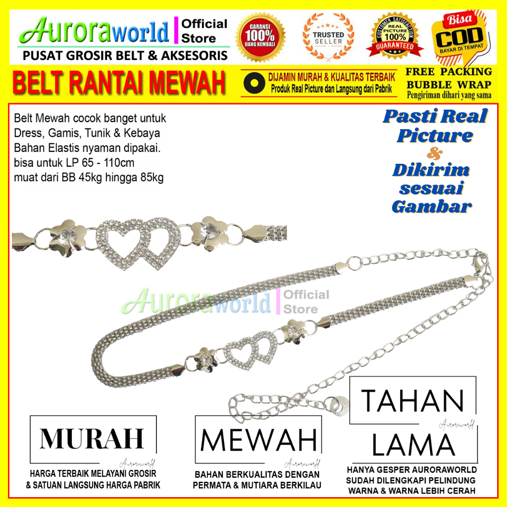 Belt rantai gesper rantai untuk gamis dress tunik