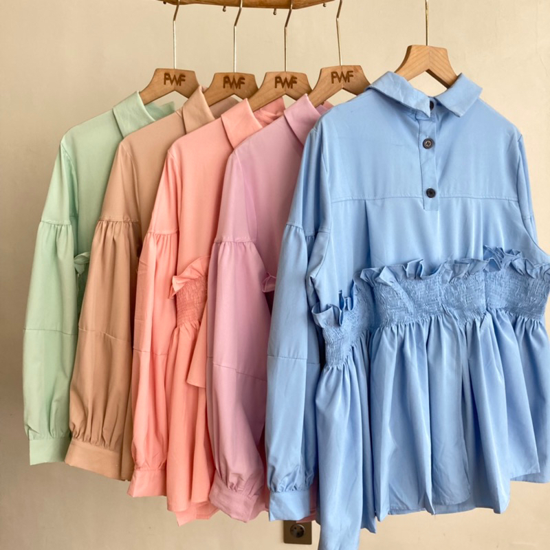 Gea Smock Blouse / Baju Atasan Ruffle Wanita Import