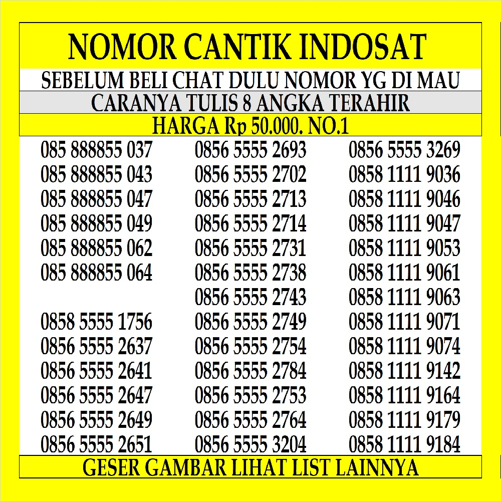 Kartu Perdana Indosat Cantik Nomor 4G LTE