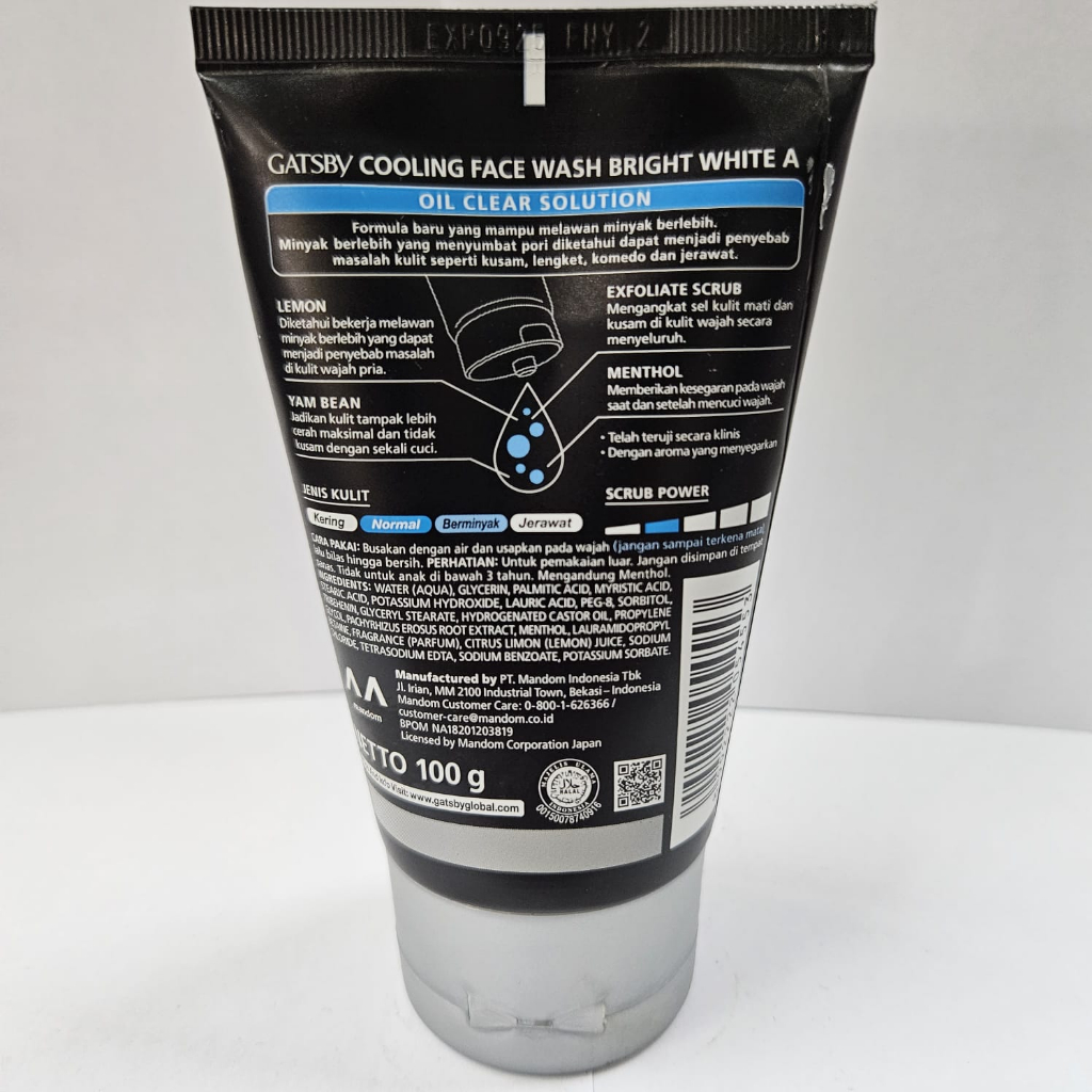 Gatsby Cooling Face Wash Oil Clear Solution: Yam Beam + Lemon 100 gram