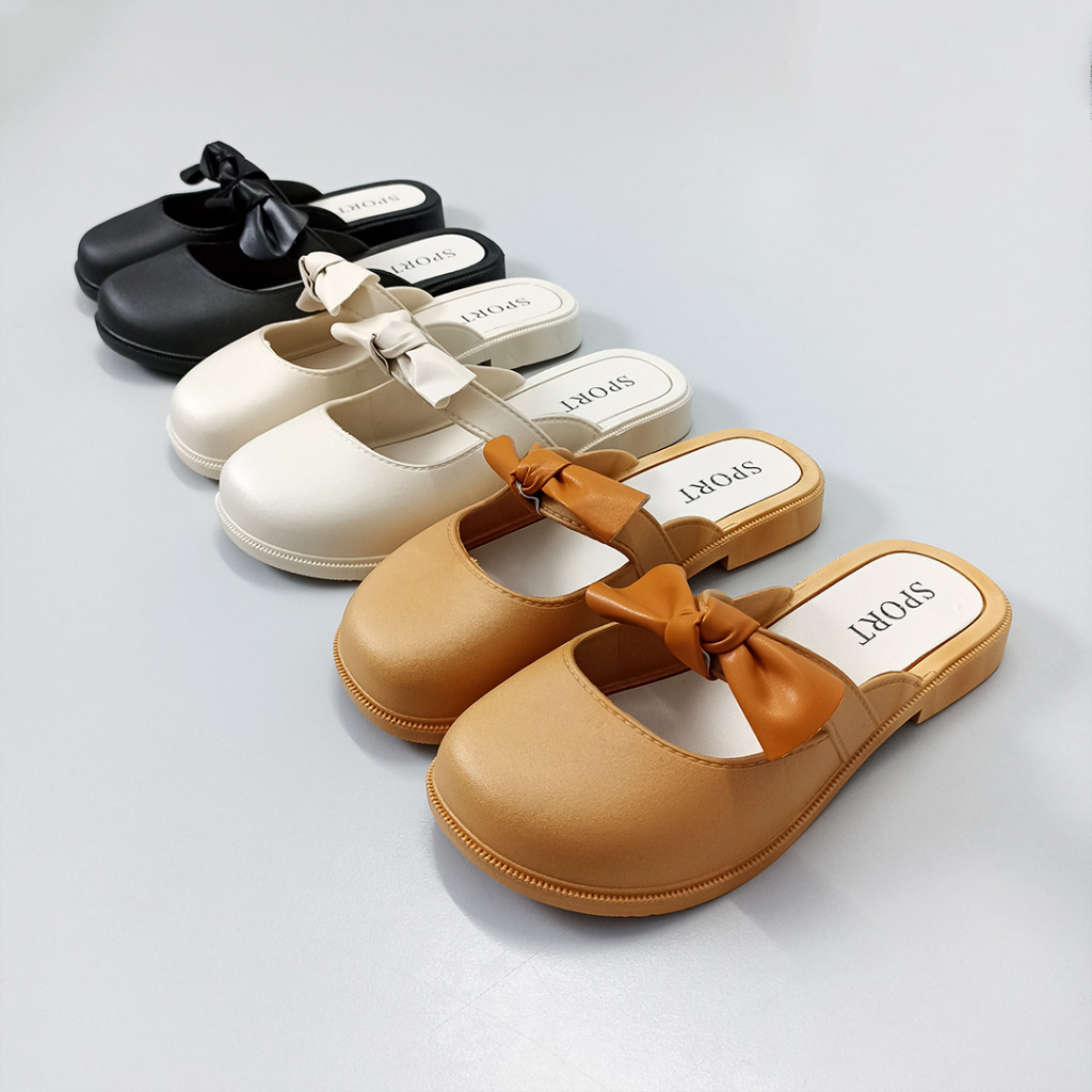 Sepatu Sandal Slop Wanita Model Pita Fashion Korea Style Kasual Flat Shoes Women Satu7an SPT-70