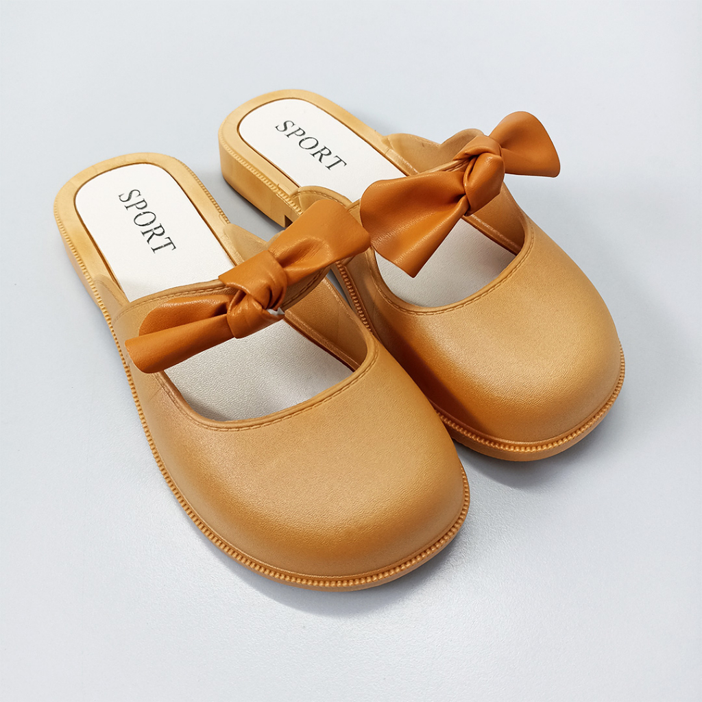 Sepatu Sandal Slop Wanita Model Pita Fashion Korea Style Kasual Flat Shoes Women Satu7an SPT-70