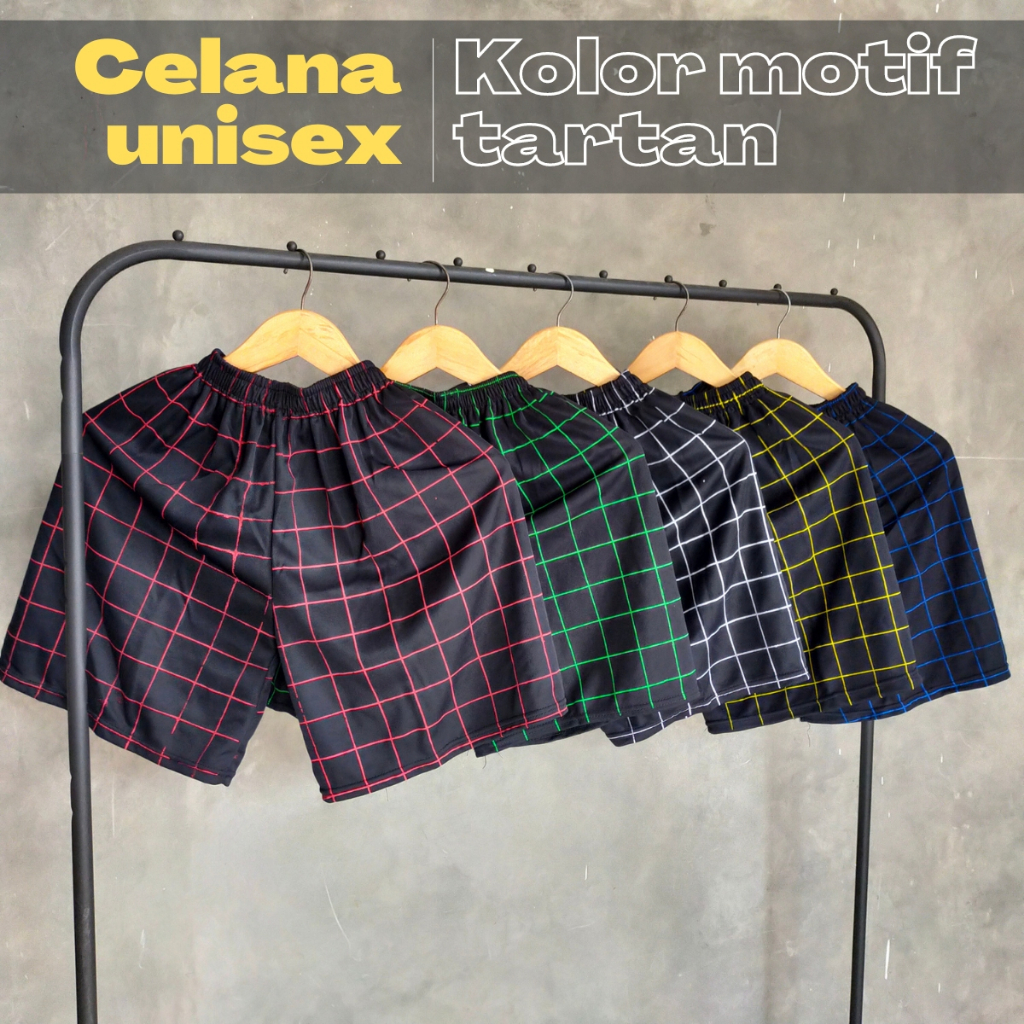 Boxer Tartan Kolor Olahraga Uniseks / Celana Kolor Olahraga / Celana Pendek Pria / Celana Pendek Wanita