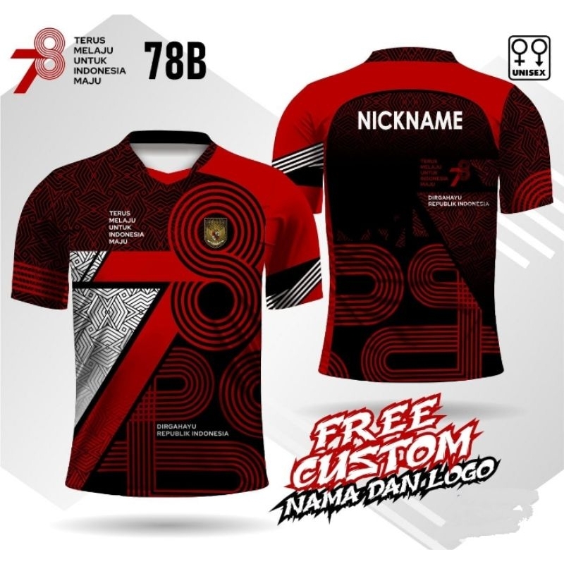 T-Shirt Jersey Kemerdekaan/Kaos Jersey Garuda Indonesia/Kaos Jersey Garuda 78 Free Custom Nama dan L