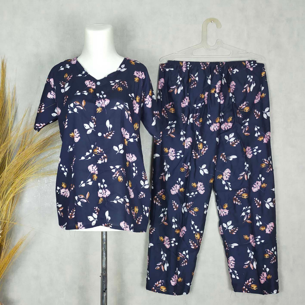 SETELAN KANCING CELANA PANJANG BUSUI / PIYAMA / BABYDOLL / BAJU TIDUR (Pilih motif)