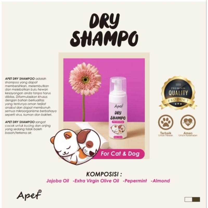 Apet Dry Shampo Foam Shampo Kucing Anjing 100ML
