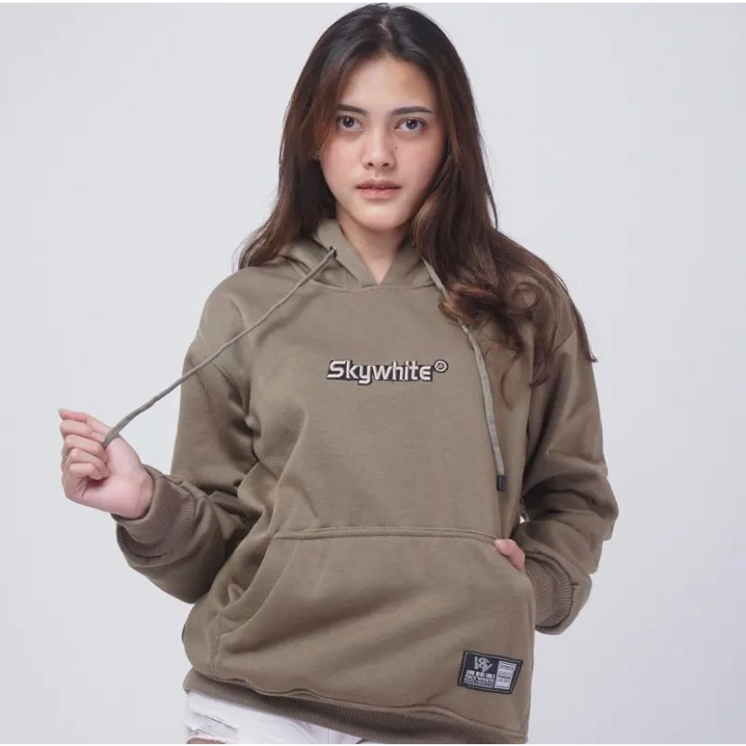 Sweater Hoodie OBLONG SKYWHITE NEW EDITION UNISEX-BAHAN TEBAL PREMIUM