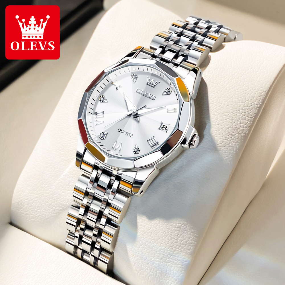 	 OLEVS Jam Tangan Wanita Anti Air Original Cewek Kalender Bercahaya Analog Luminous Stainless Steel Women Watch Model 9931	