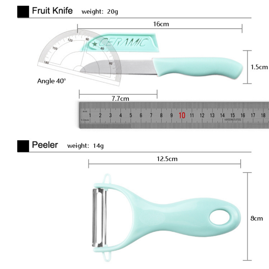 TRS - Pisau Dapur Keramik Set 3 in 1 Talenan Peeler Pisau