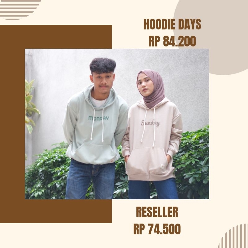 HOODIE DAYS DEWASA - Promo 10.10 Jaket Sweater Hoodie Oversize Murah Unisex Unik Nama Hari Warna Soft