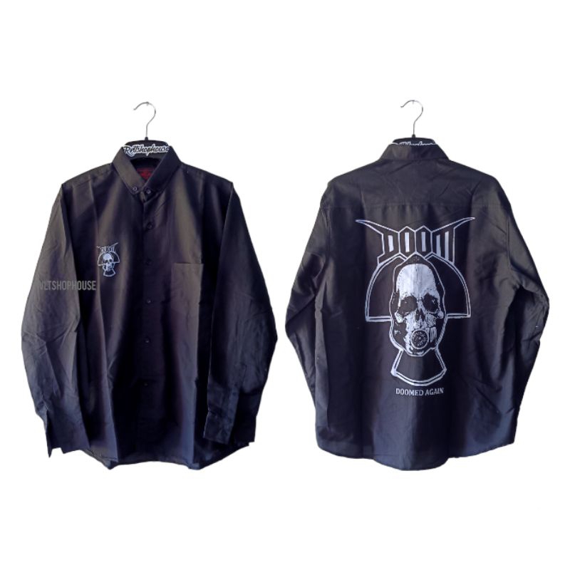 Kemeja Band Punk Doom - Doomed Lengan Panjang / Kemeja Punk Kemeja Distro Kemeja Pria