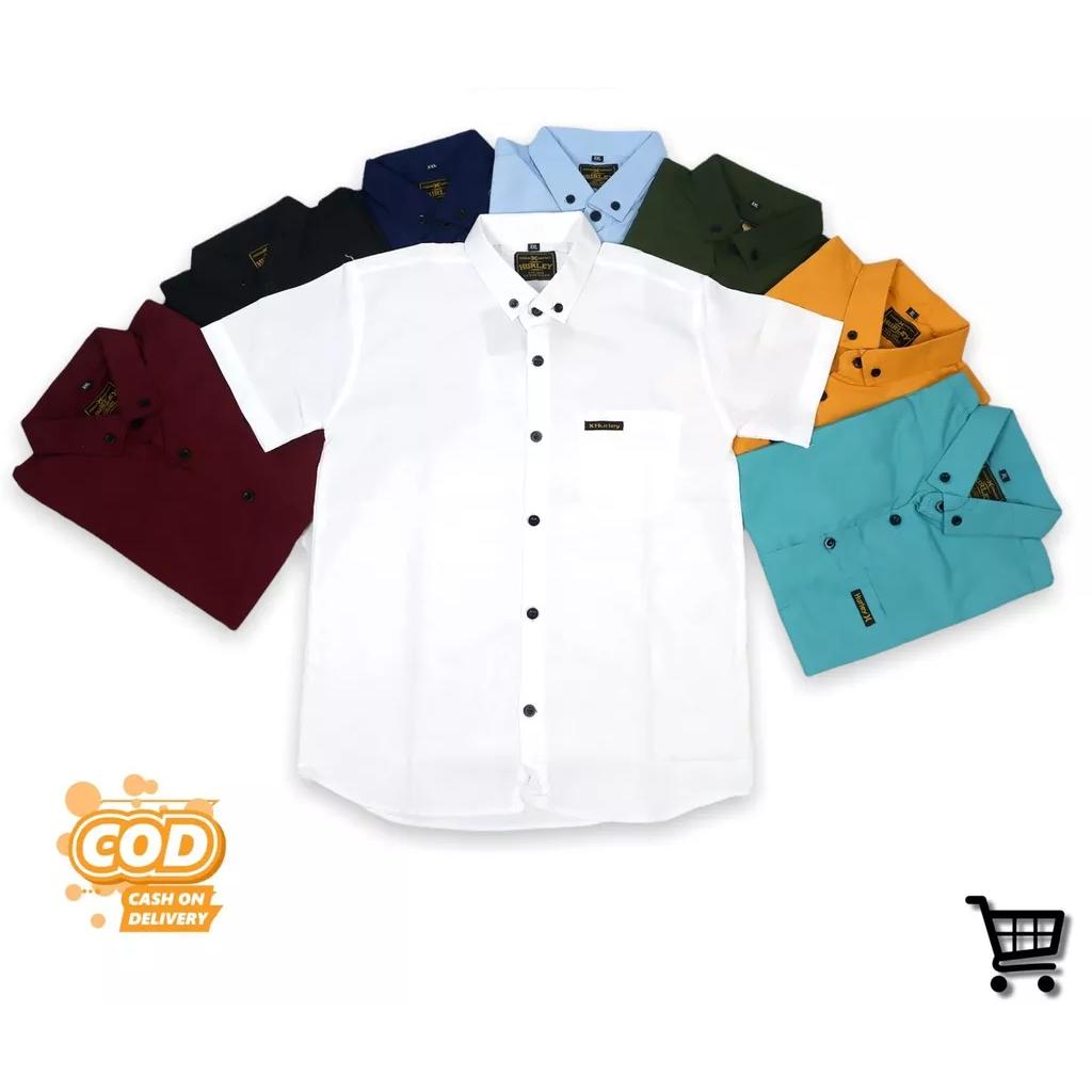 KEMEJA BAJU PUTIH ANAK LENGAN PENDEK COWOK KATUN POLOS PUTIH