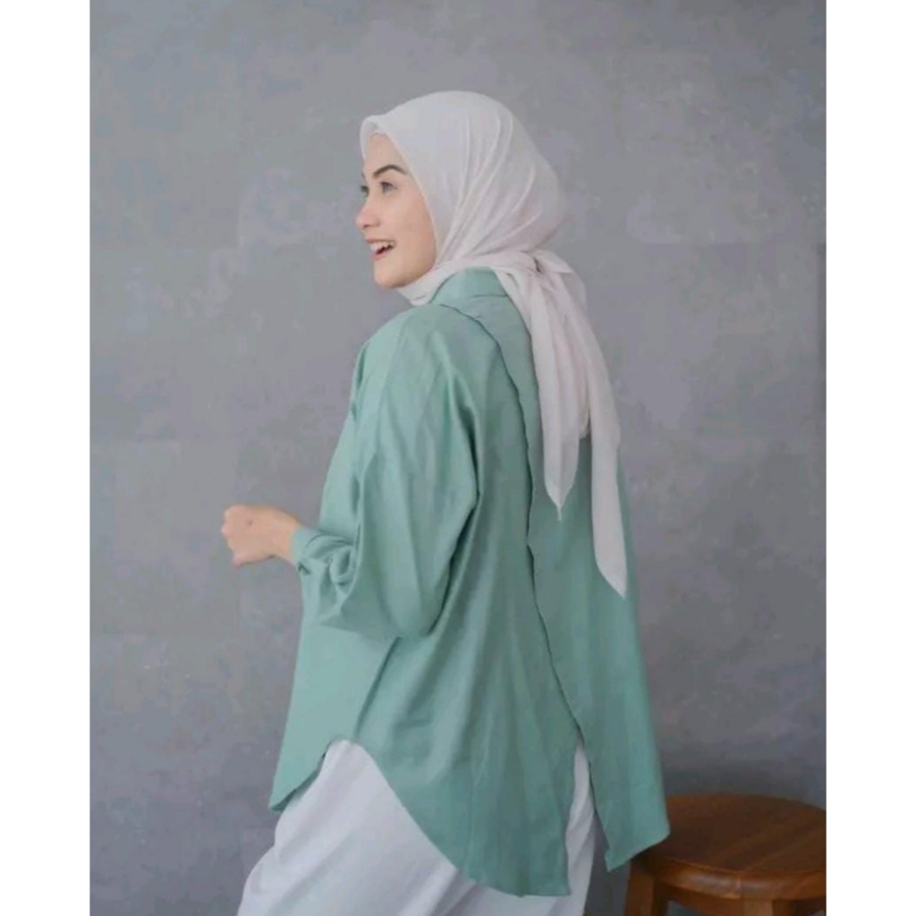 Kemeja Wanita Oversize Kekinian Nelka Linen Shirt