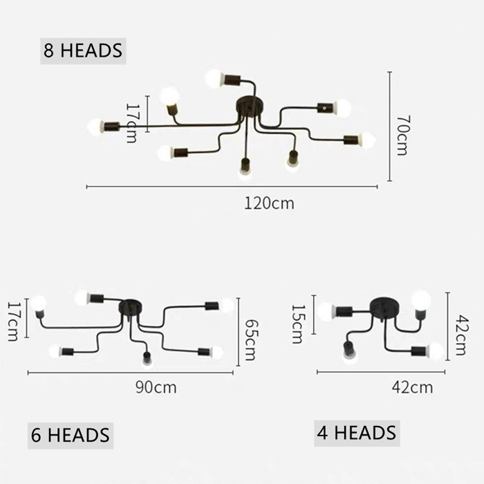 Lampu Hias Plafon Lampu Gantung Ruang Tamu Minimalis 4/6/8 Kepala Bahan Besi ( Tidak Termasuk Bohlam)