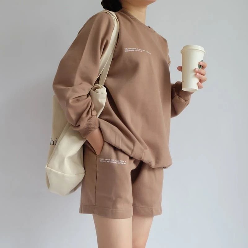 SWEATER + PANTS MORRA ONE SET | SETELAN SWEATER CELANA PENDEK WANITA