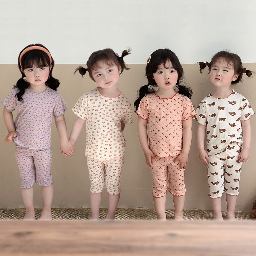 COD Baju Tidur Setelan Pendek Piyama Santai Pattern Anak Perempuan Korea 6 Bulan - 4 Tahun