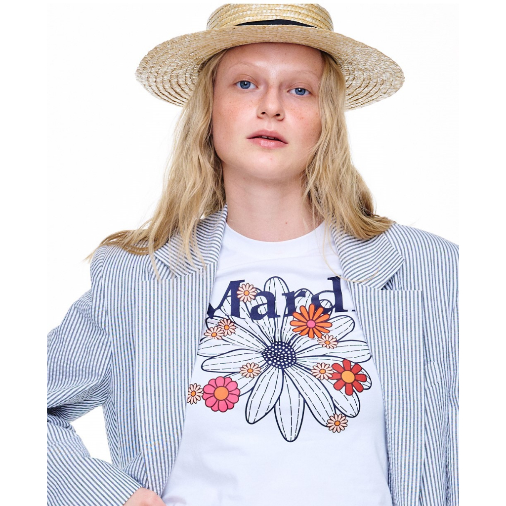 MARDI MERCREDI CROPPED TSHIRT FLOWERMARDI BLOSSOM (WHITE NAVY)