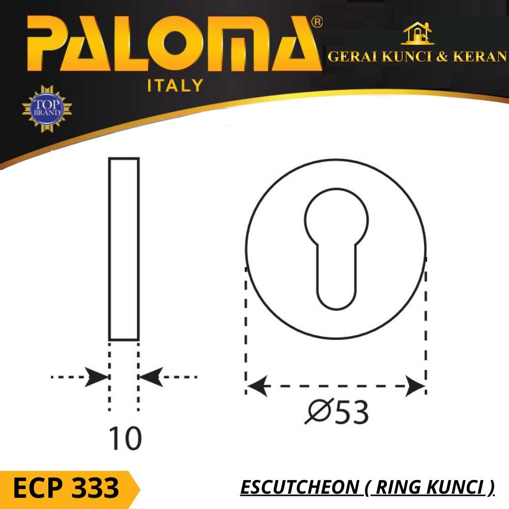 PALOMA ECP 333 ESCUTCHEON RING KUNCI BULAT SMALL HITAM MATTE BLACK