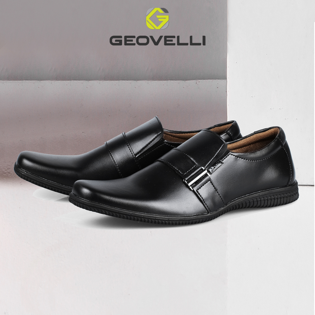 Gvl. Geovelli Sepatu Pantofel Pria Sepatu Kulit Kerja Kantor GL-1941 Sepatu Formal Kerja Kantor Hitam