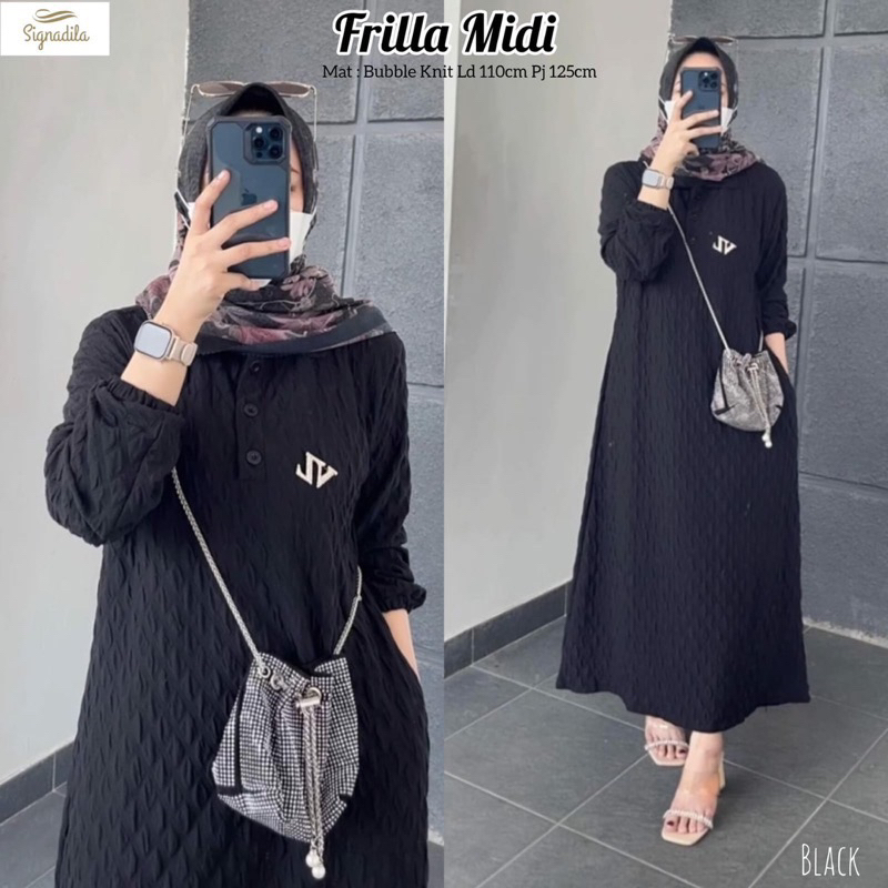 Frilla midi dress knit buble