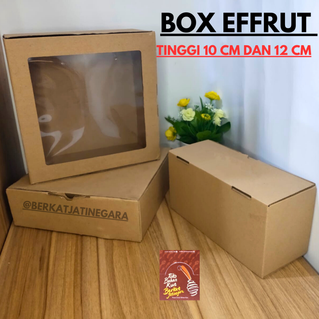 BOX EFFRUT  / DUS/ BOX KUE/ KOTAK COKLAT TINGGI 10 CM DAN 12  / 10 PCS