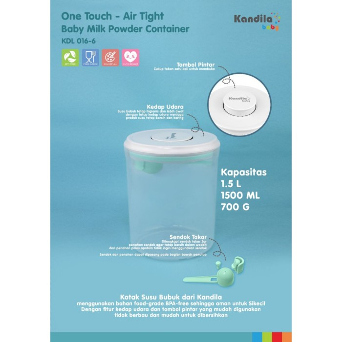 Kandila Milk Powder Tempat Susu One Touch Air Tight Baby Milk Powder Kontainer KDL016-6 KDL016-7