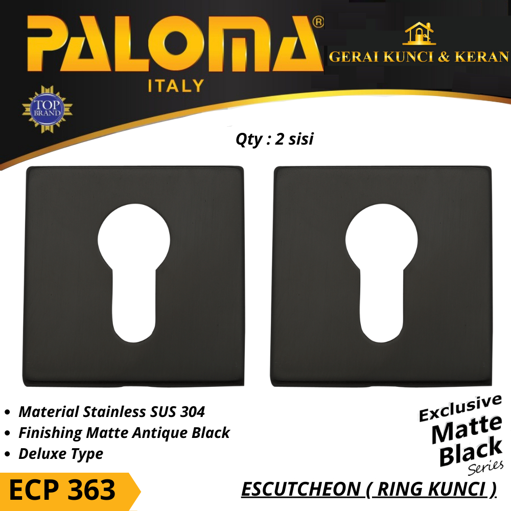 PALOMA ECP 363 RING KUNCI KOTAK HITAM BLACK ESCUTCHEON DELUXE COVER TUTUP CYLINDER KUNCI