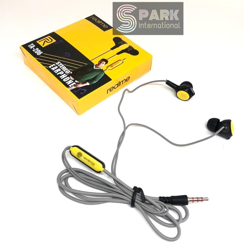 HANDSFREE EARPHONE REALME TA-206 STEREO SUPERBASS PACKING DUS BY SMOLL