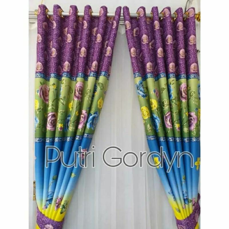 GordenHordeng BLACKOUT MINIMALIS FLOWER Print EMAS UNGU Jendela Pintu BOFL PUTRI RAJA