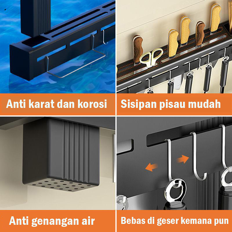 Rak Dapur Gantungan Stainless Steel Tempat Pisau Sendok Garpu