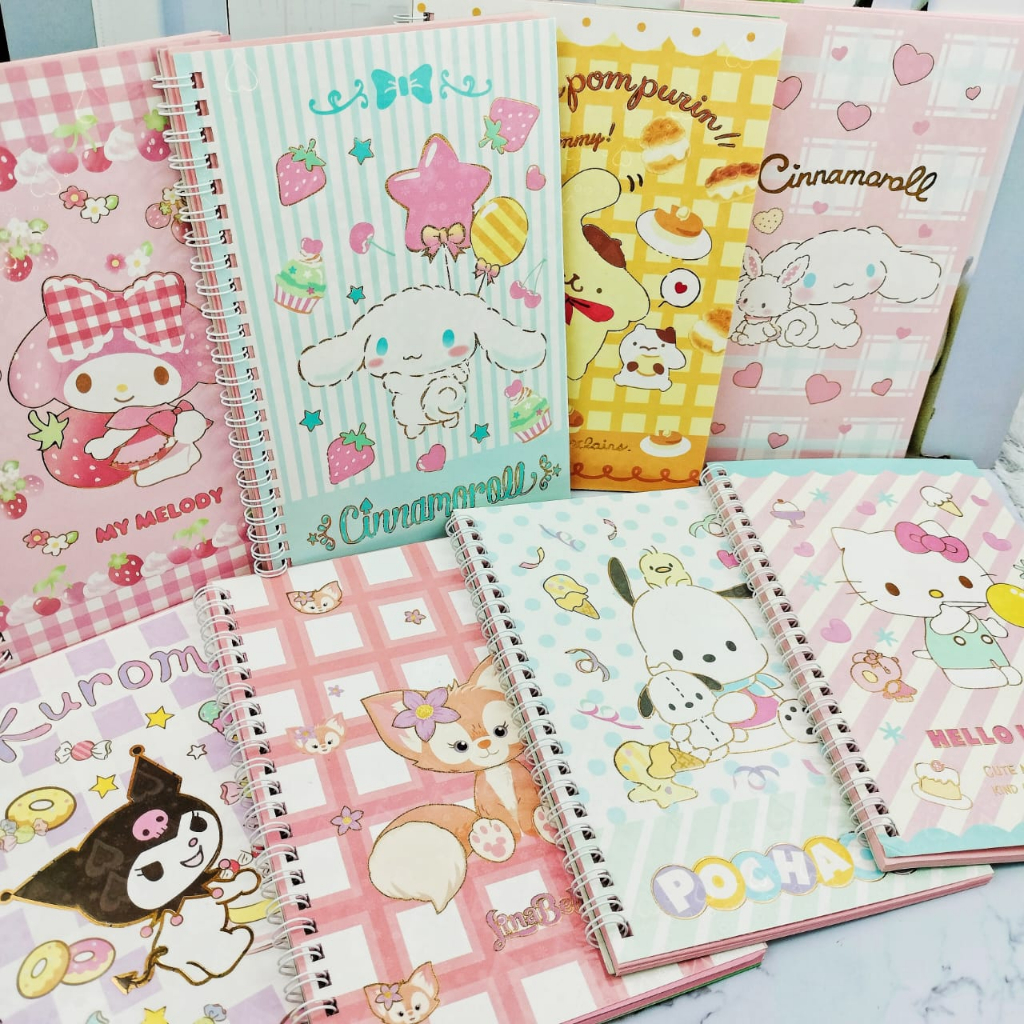 Buku Tulis SANRIO Spiral ukuran A5 kertas bergambar Lucu Best Quality / Buku Sanrio bergaris isi 40 Halaman Motif Cute Imut Perlengkapan Sekolah Anak bisa Grosir dan COD