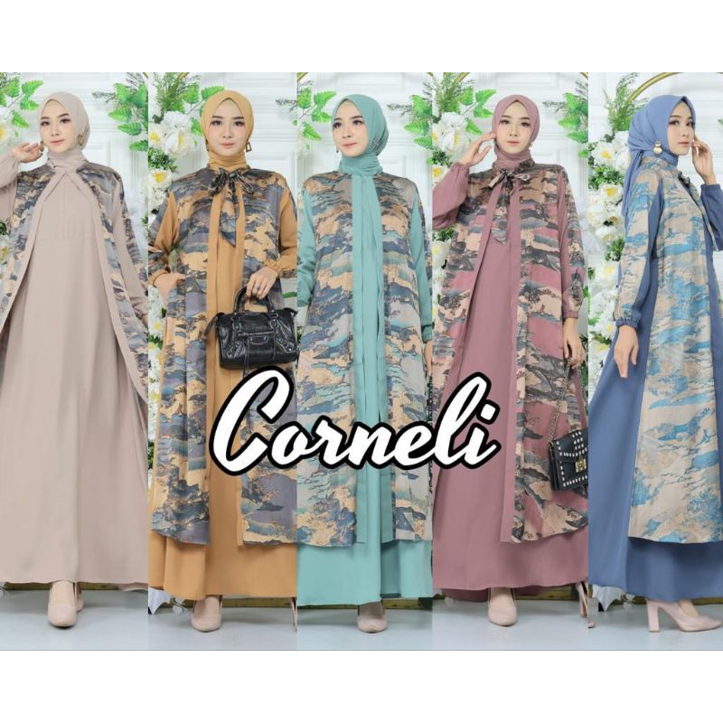 Gamis Pesta Kombinasi Bahan Armani Silk Mix Royal twiss premium /Size M - 6L/Gamis Kombinasi Terbaru