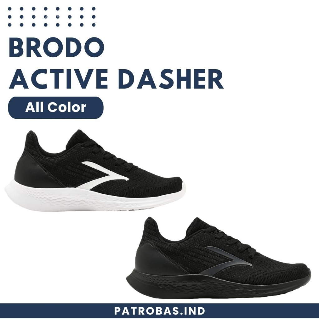 BRODO Active Dasher Black White Original Sepatu Sneakers Casual Sport Hitam Putih