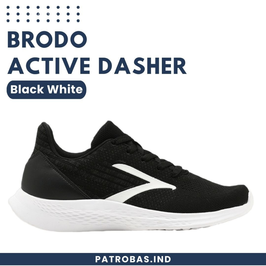 BRODO Active Dasher Black White Original Sepatu Sneakers Sport Hitam