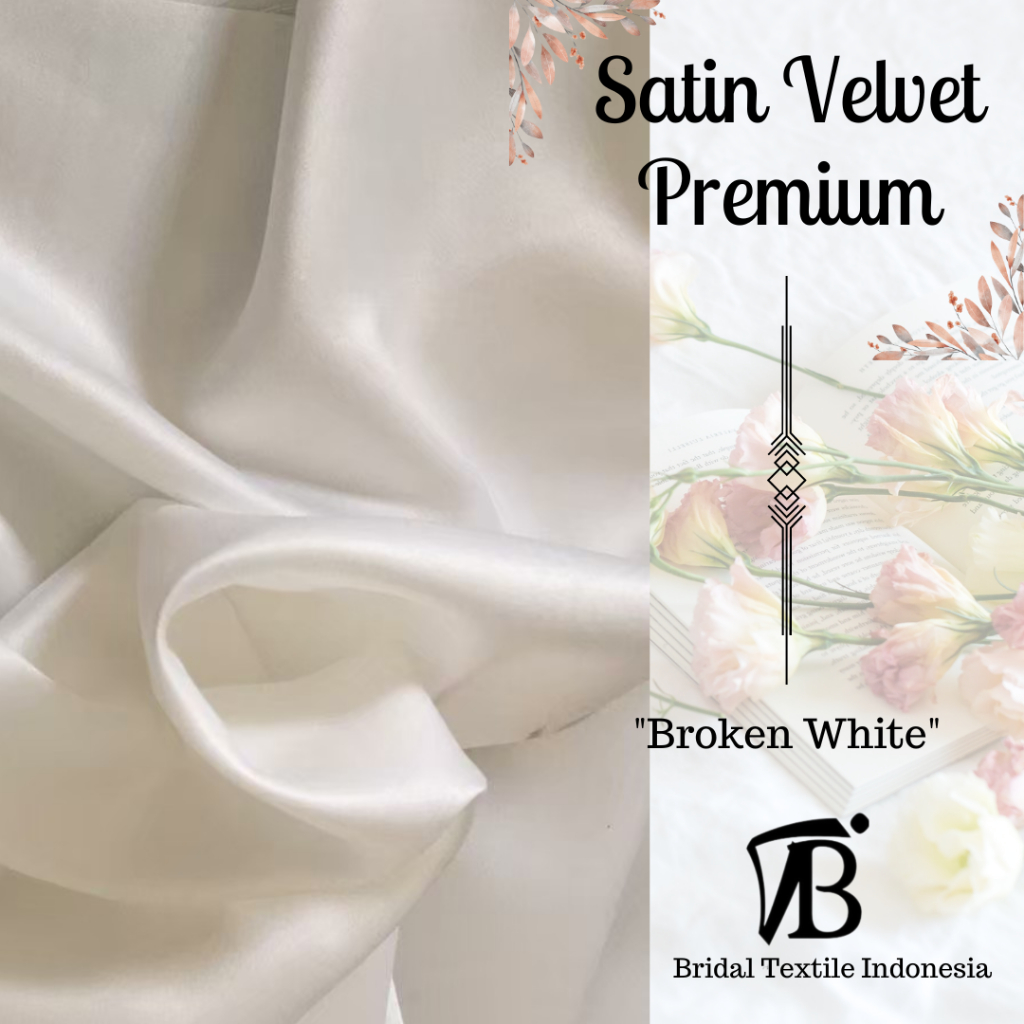 Kain Bahan Furing Satin Pure Silk Velvet Premium Untuk Bckdrop Background Foto Warna Putih Tulang Br