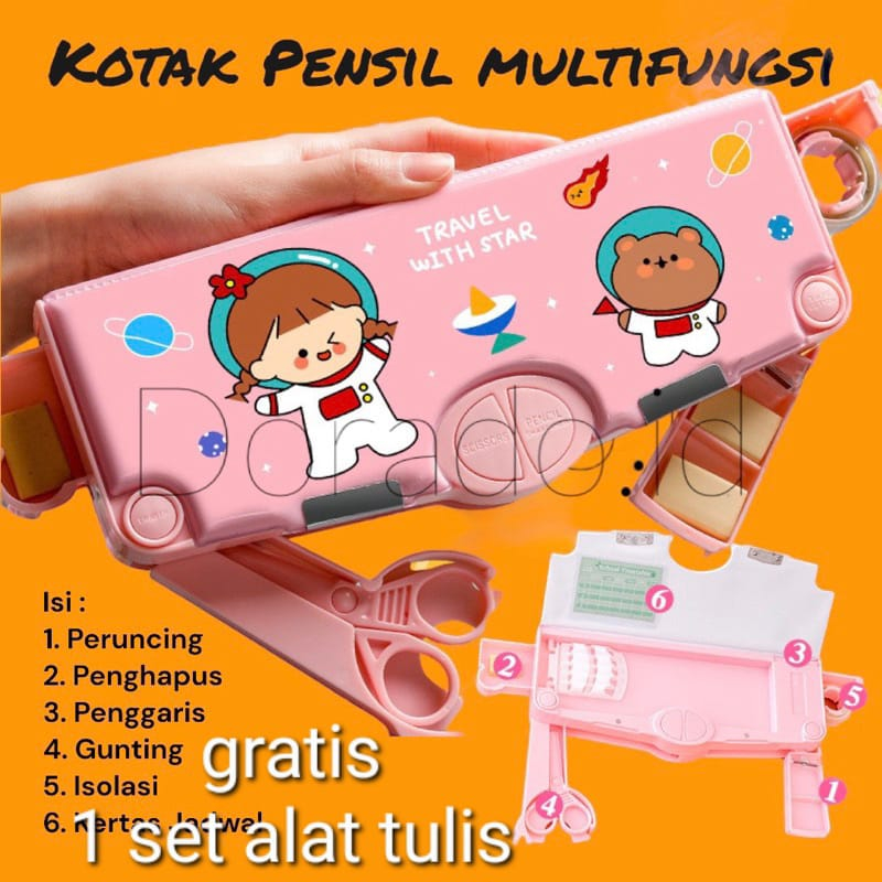 FREE GIFT Tempat Kotak Pensil Multifungsi - Kotak Pensil Serbaguna - Kotak pensil magnet - Tempat pensil unik