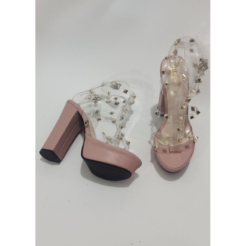 high heels 13cm stude transparan