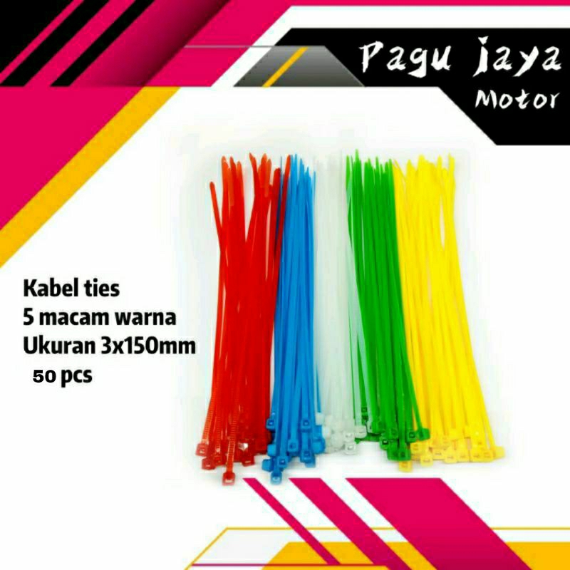 Kabel ties warna warni rainbow ukuran 2.5 x 150 5 warna isi 50 biji