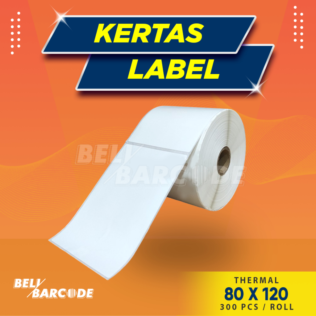 Stiker Label Thermal 80 x 120 mm 1 Line isi 300 Pcs Cetak Resi