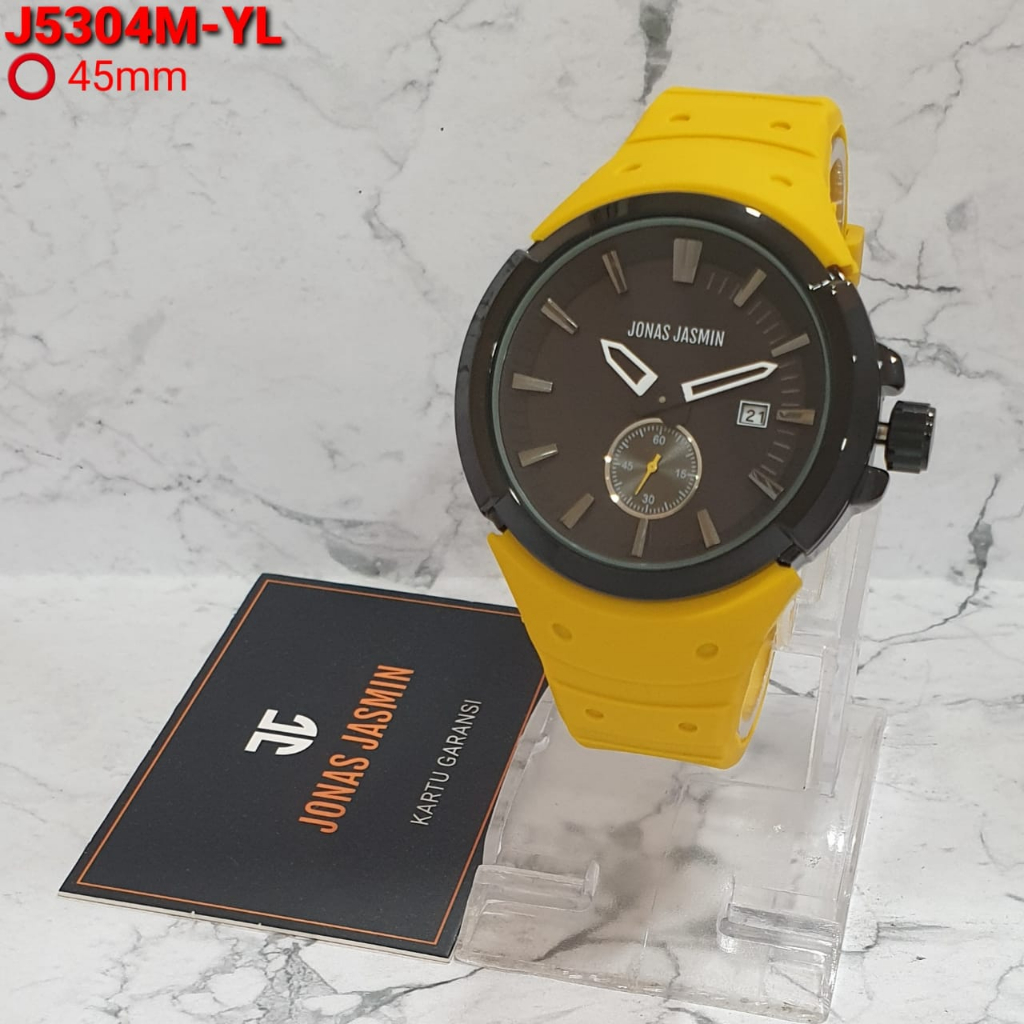 JAM TANGAN WANITA JONAS JASMIN HB004 CHRONO AKTIF TALI RUBBER TANGGAL AKTIF