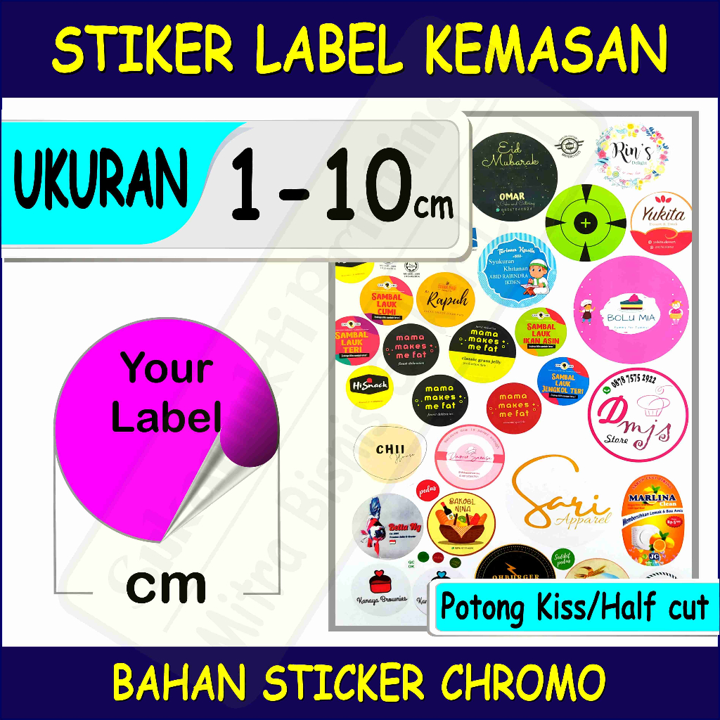 

Cetak Stiker Bulat, Bahan Chromo, Print Stiker Bulat, Label Kemasan