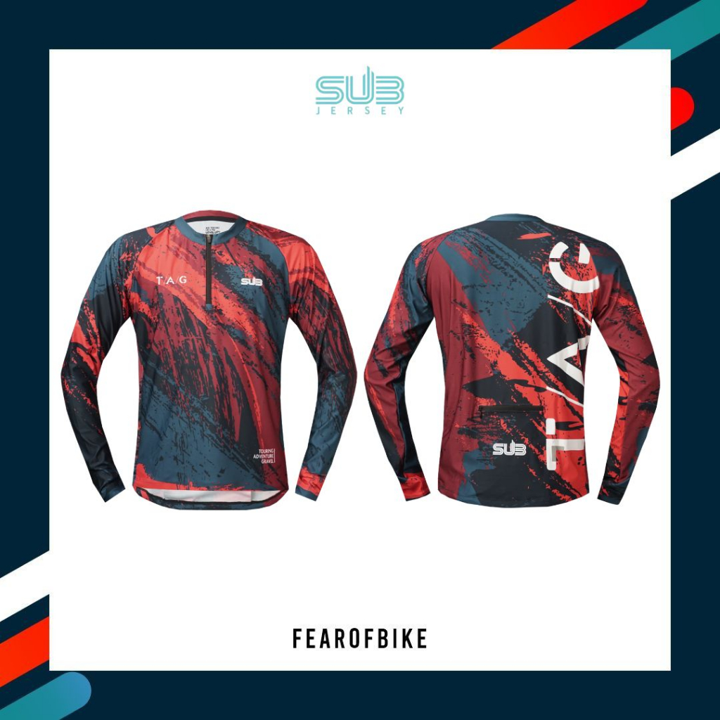 SubJersey Gravel Tag Camo Red Long Sleeve Cycling Sub Jersey Merah Unisex