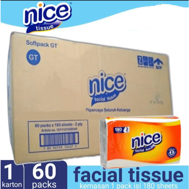 Tisu Tissue Facial Jolly Nice 180 Sheets 150's Clean Plus Montiss Facial Tissue