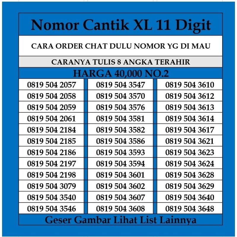 Nomor Cantik XL 4G 40K Kartu Perdana Axiata