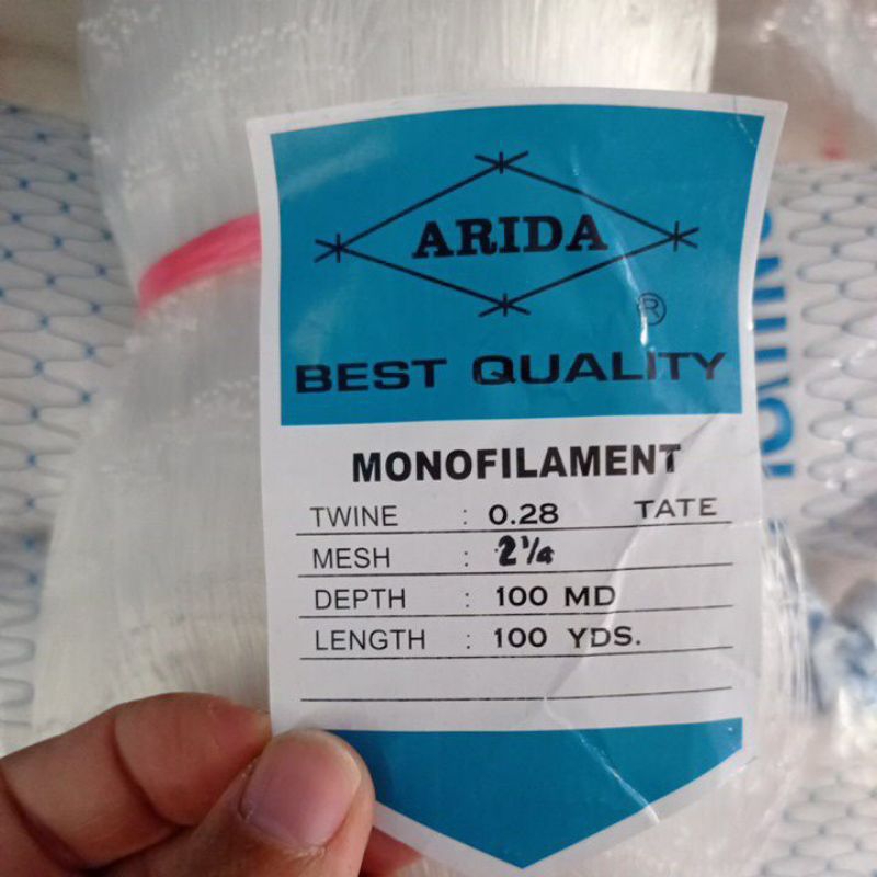 jaring ikan ARIDA 2¼ inchi 0.28 100md/100yds TATE jaring ikan layur jaring arida